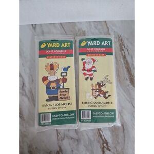Yard Art Do It Yourself Patterns Lot Of 2 Falling Santa W/ Deer Santa Stop Moose